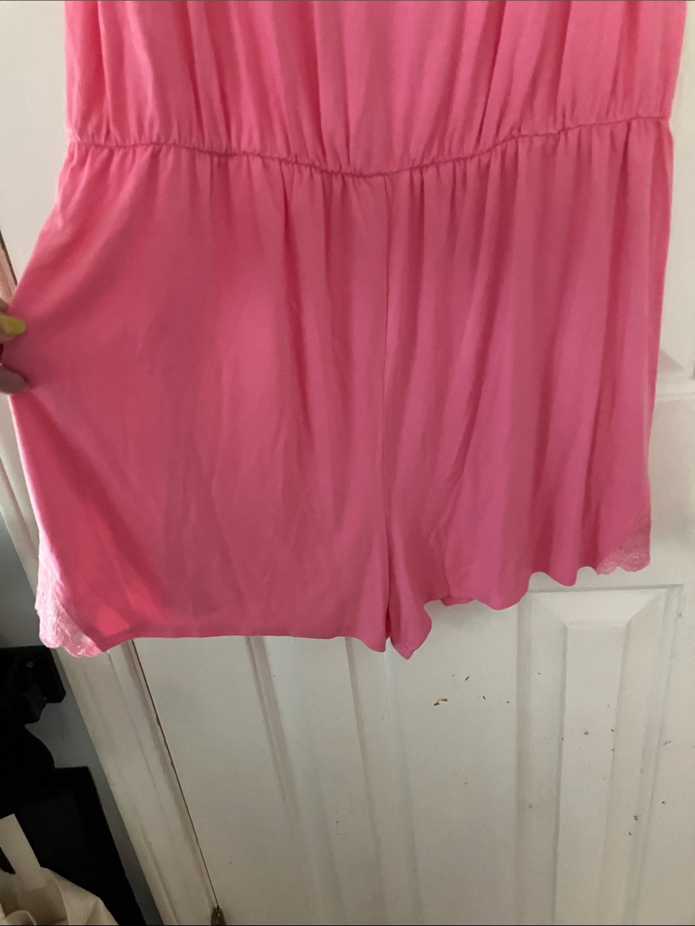 Super Soft by Torrid Sleep Size 1 (14-16) Pink Racerback Lace-Trim Romper - Picture 5 of 7